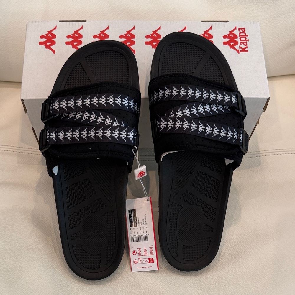Kappa Luria 1 Men's Black and White Strap Slides